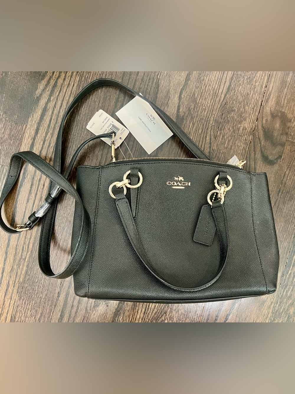 Coach Mini Christie Carryall Black Crossbody Satchel Pebbled Leather NWT
